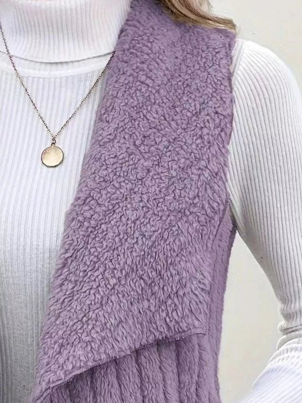 Cozy Fleece Open Front Vest Coat - Lilixa.store