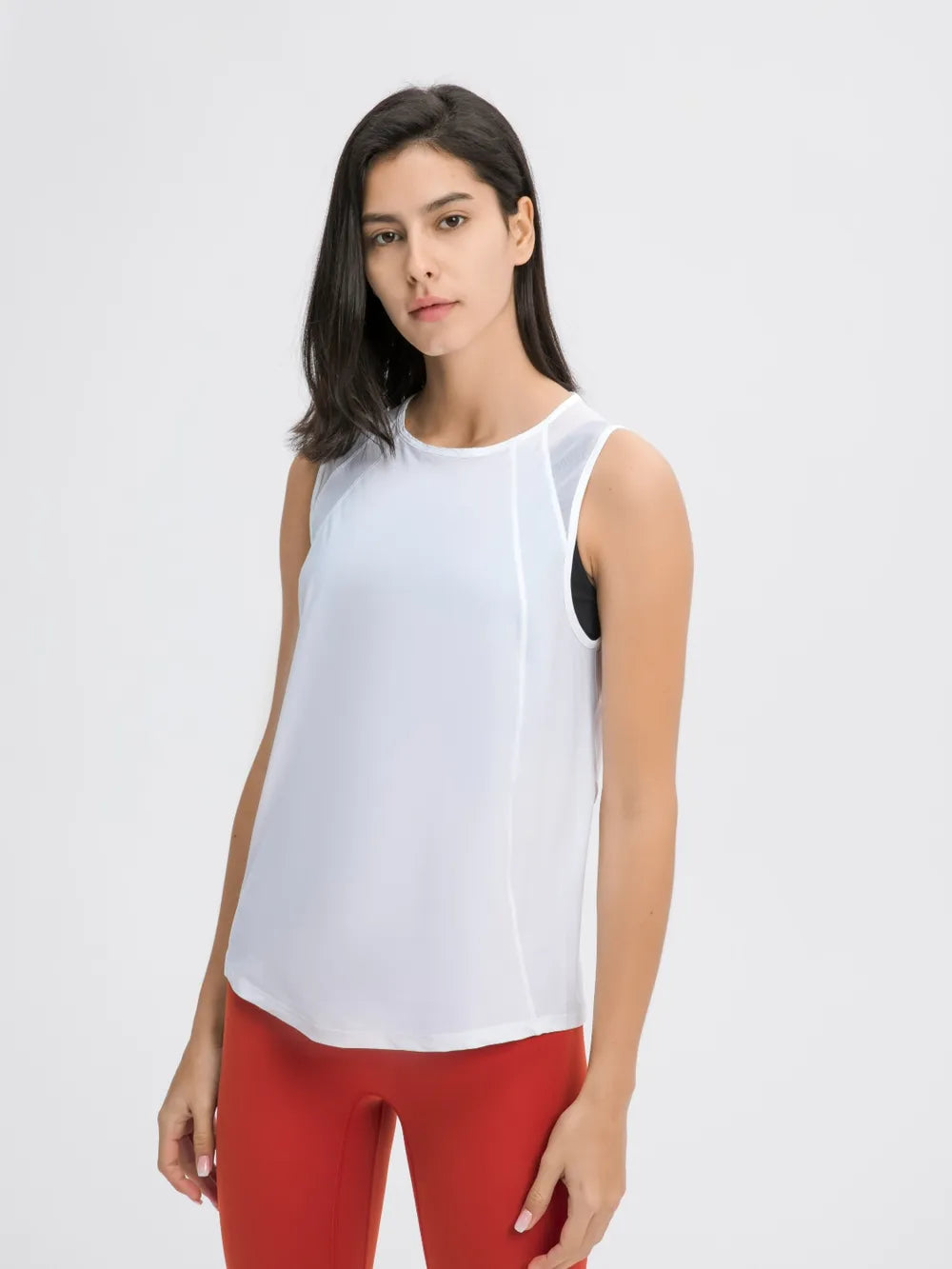 Millennia Cutout Back Round Neck Active Tank - Lilixa.store