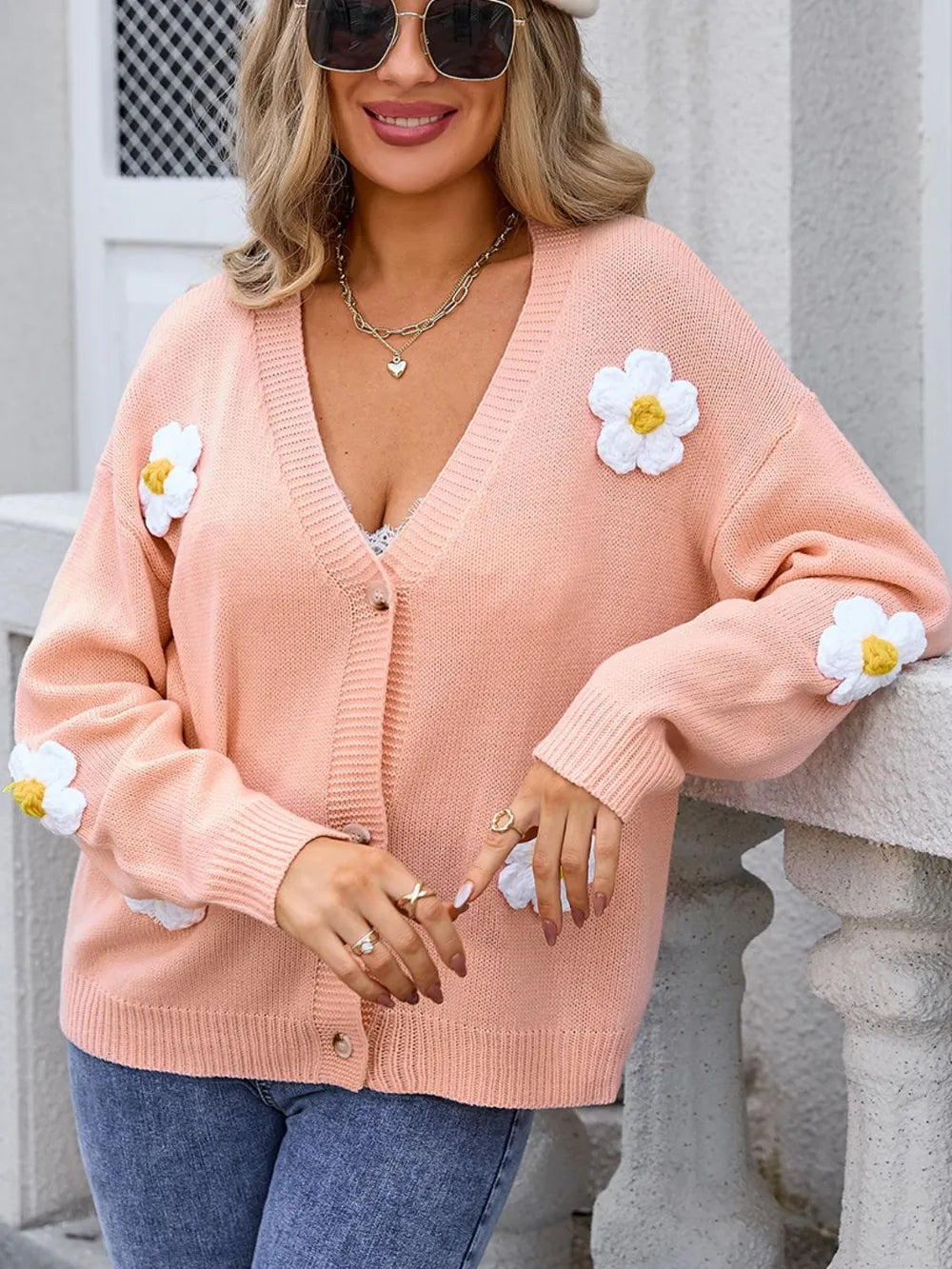 Angel Wings Crochet Flower Button Up Cardigan - Lilixa.store