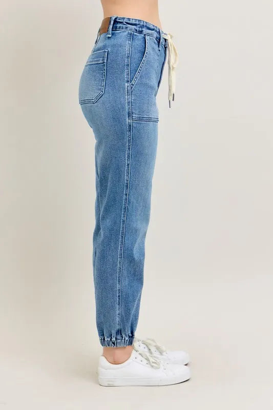 Judy Blue Full Size High Waist Denim Jogger Plus Size - Lilixa.store