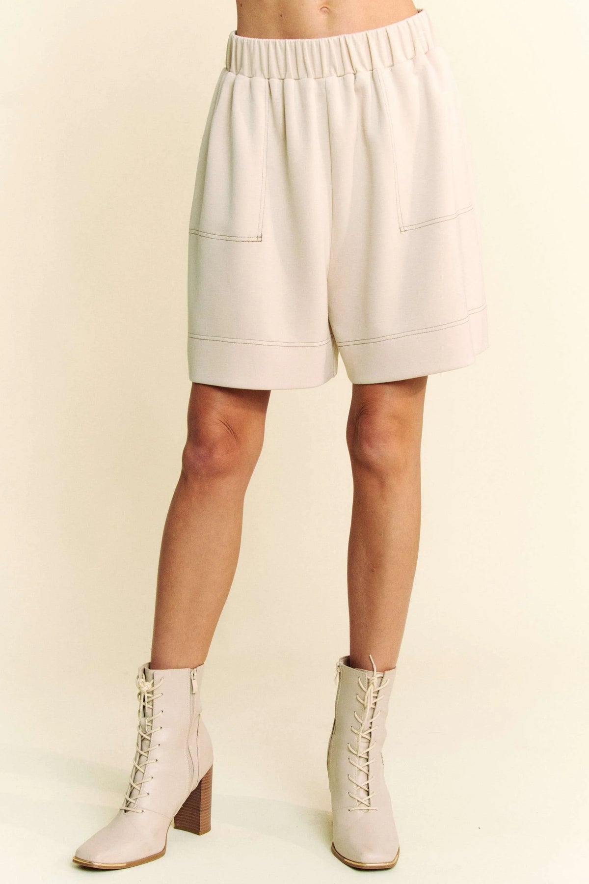 Davi & Dani Contrast Seam Top and Short Set - Lilixa.store