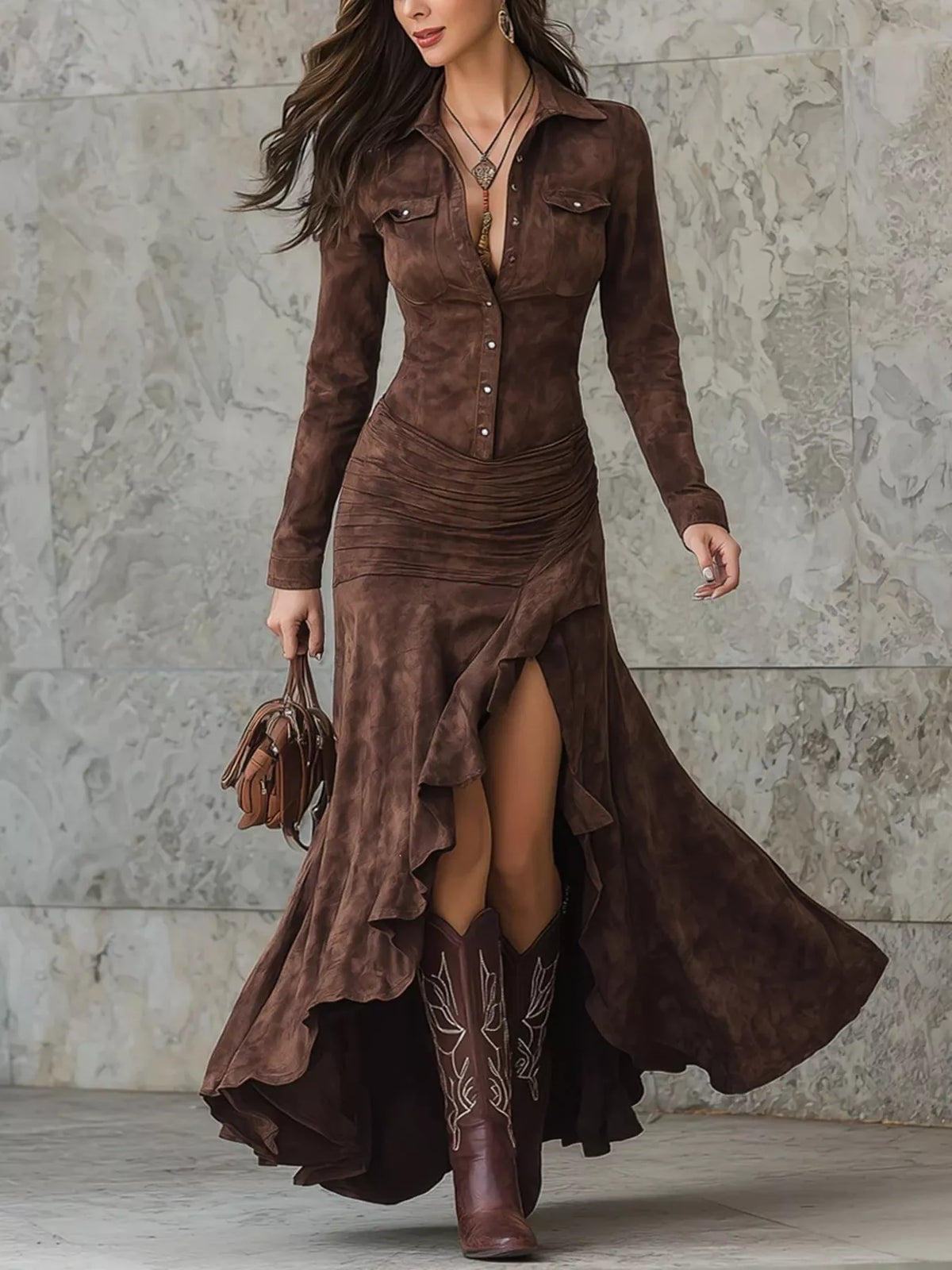Button Front High-Low Maxi Dress - Lilixa.store