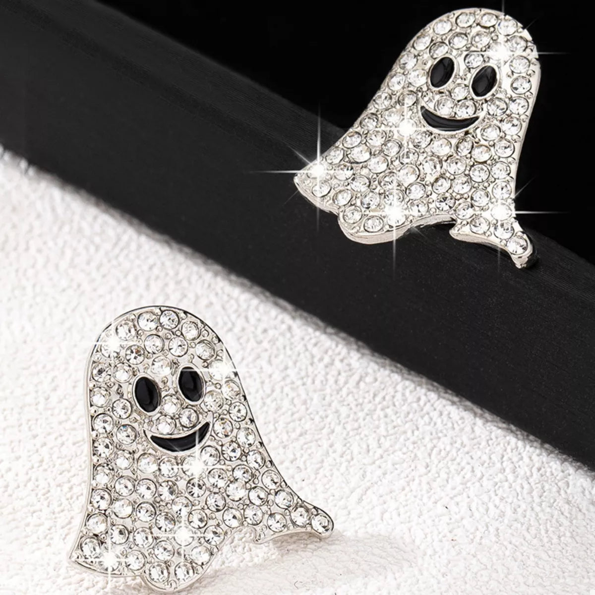 18K Gold-Plated Rhinestone Halloween Ghost Earrings - Lilixa.store
