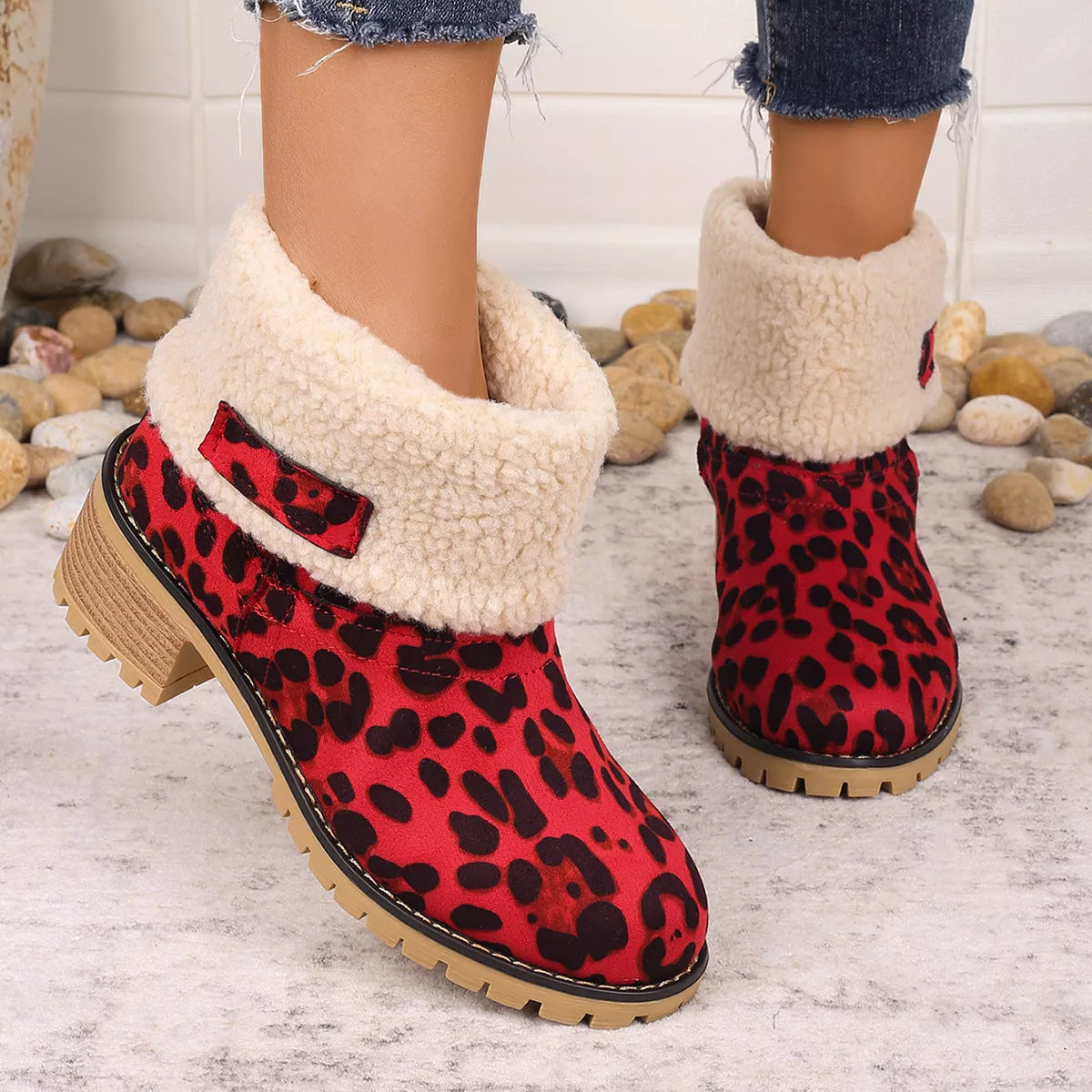 Leopard Print Plush Lined Boots - Lilixa.store