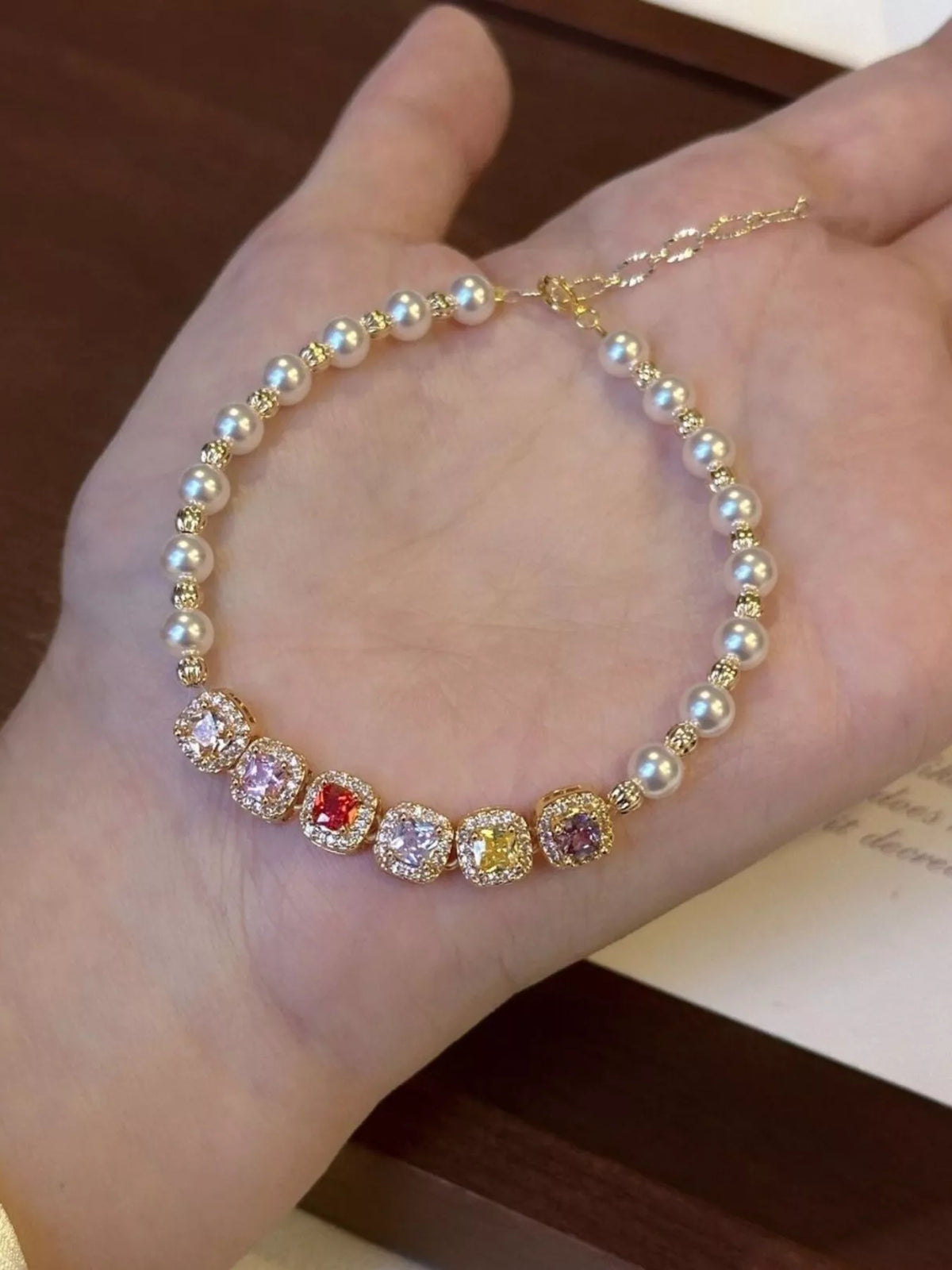 Pearl & Zircon Adjustable Bracelet - Lilixa.store