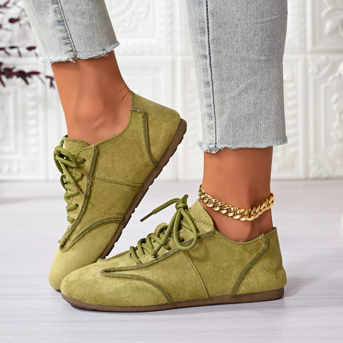Lace Up Round Toe Sneakers - Lilixa.store