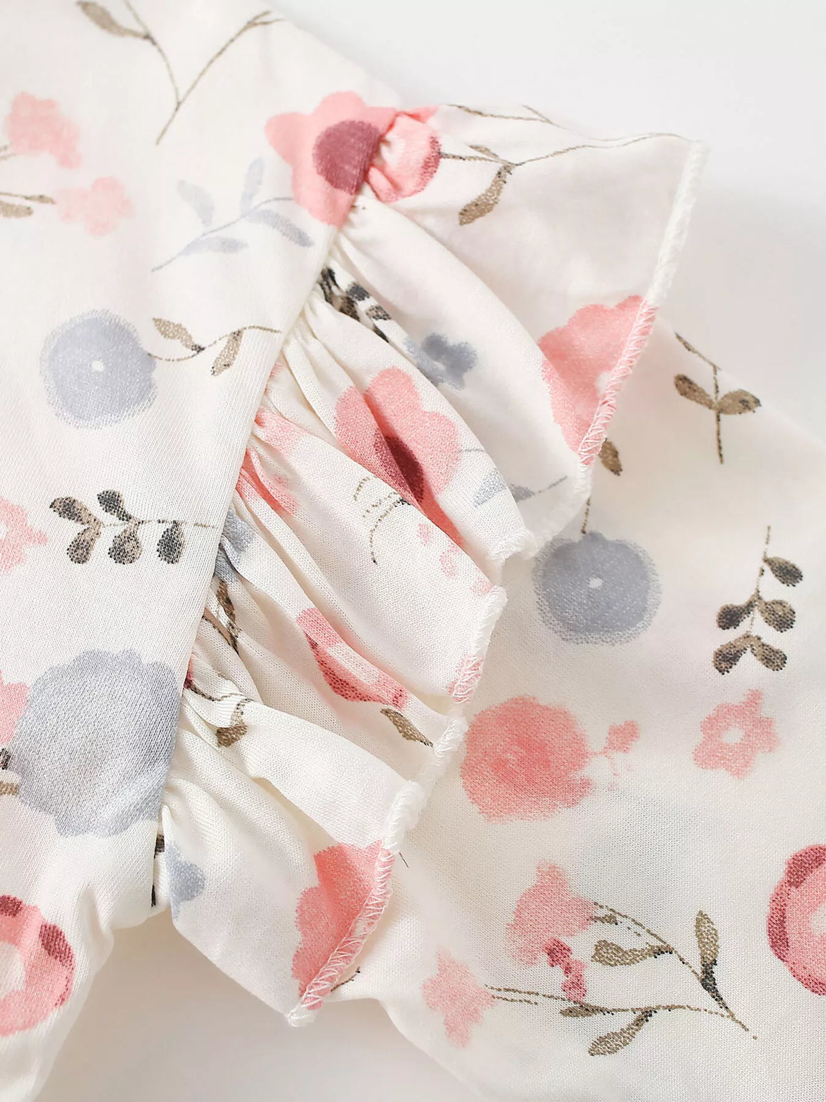 Children's Floral Print Ruffle-Sleeve Crew Neck Sweatshirt - Lilixa.store