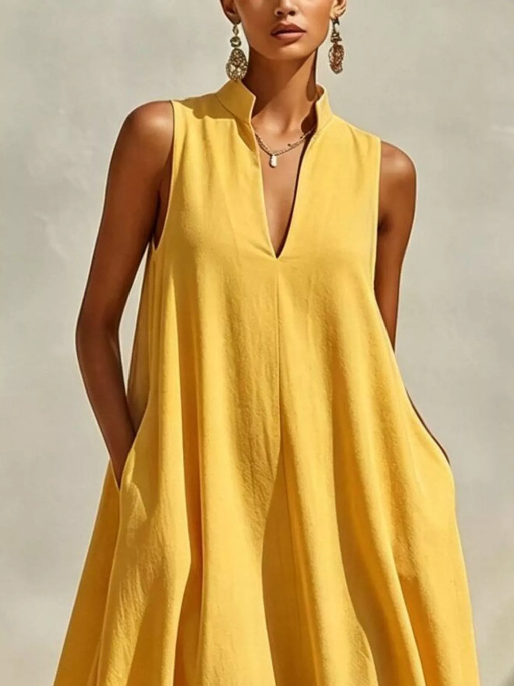 Sleeveless Maxi Dress with Side Pockets - Lilixa.store