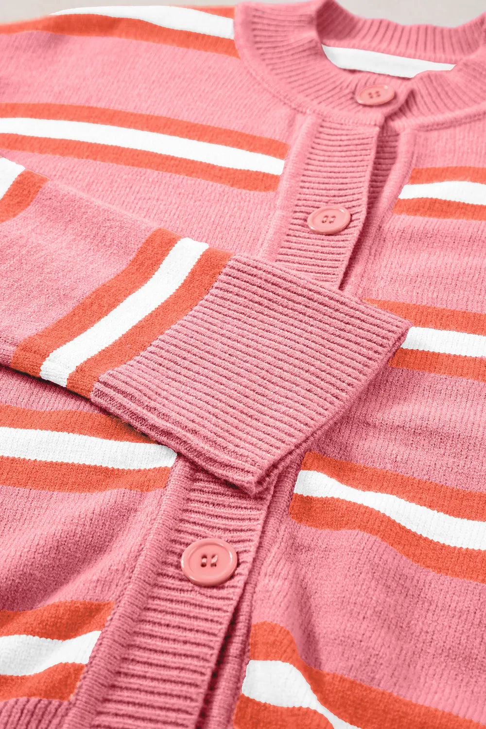 Striped Button Down Long Sleeve Cardigan - Lilixa.store