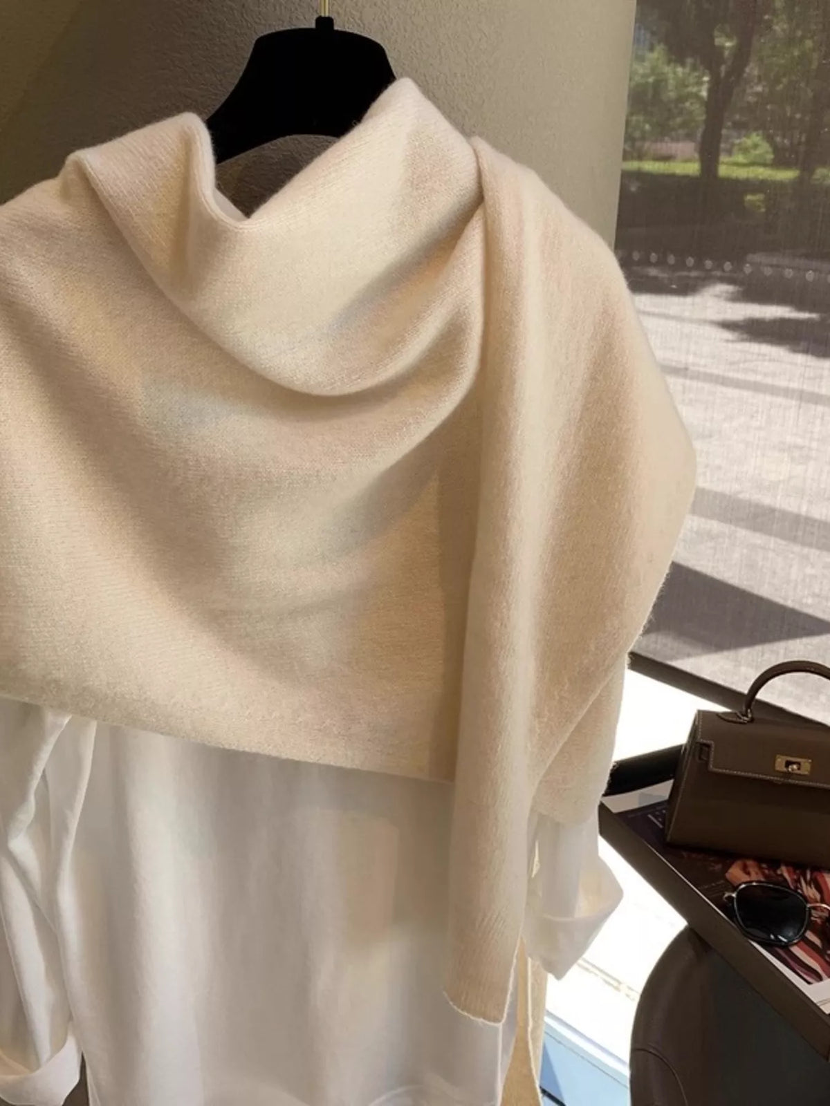 Wool Knitted Asymmetrical Shawl - Lilixa.store