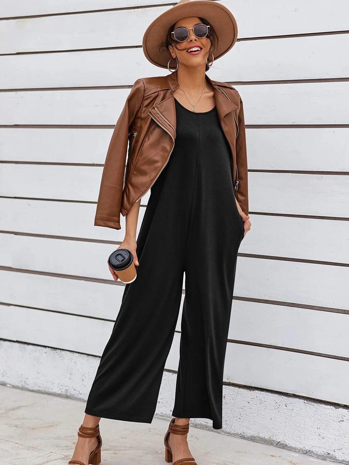 Sleeveless Wide Leg Casual Jumpsuit, view 6