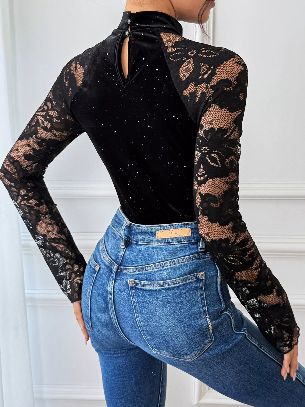 Lace Mock Neck Bodysuit - Lilixa.store