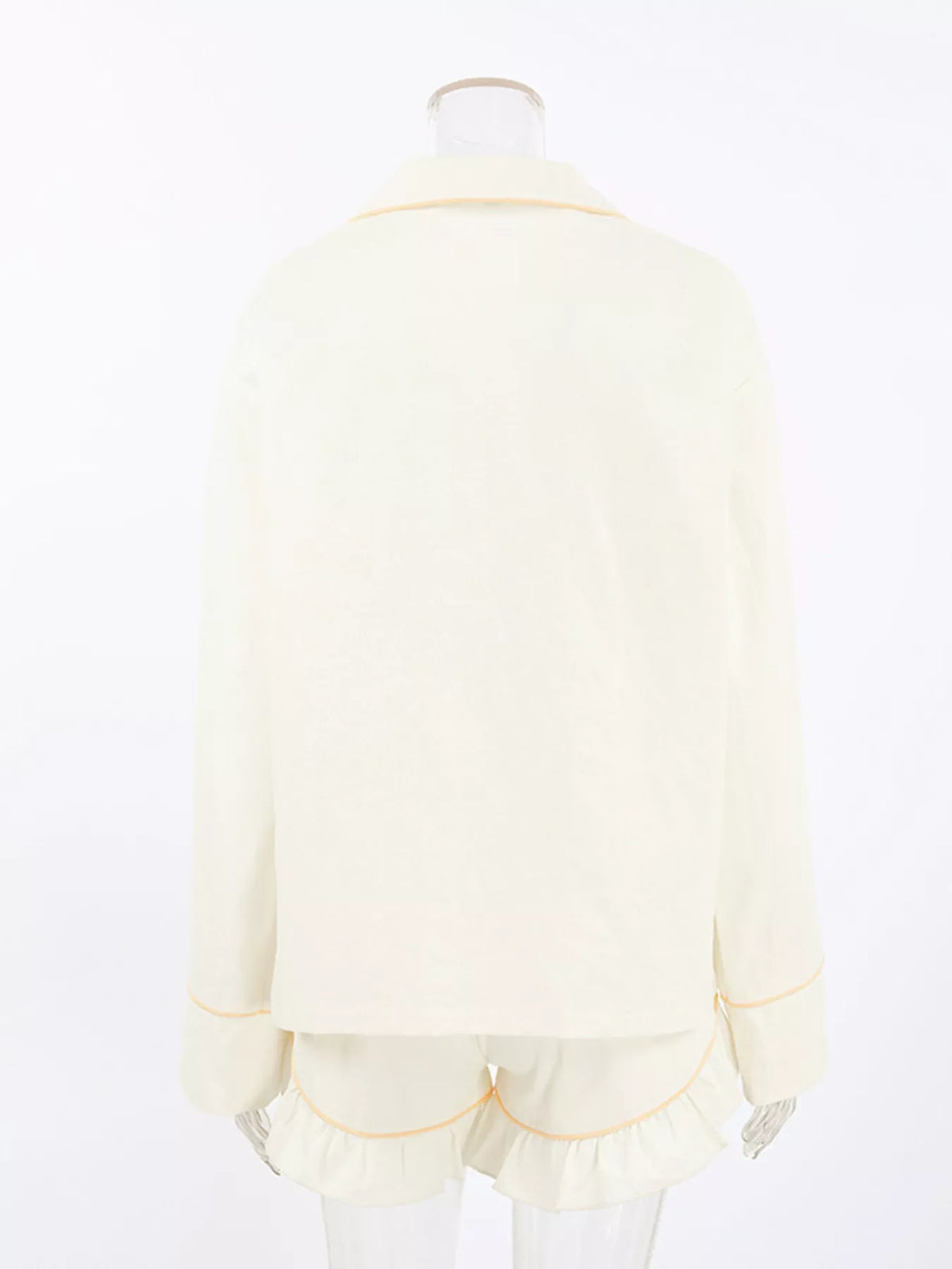 Contrast Trim Long Sleeve Top and Shorts Lounge Set - Lilixa.store