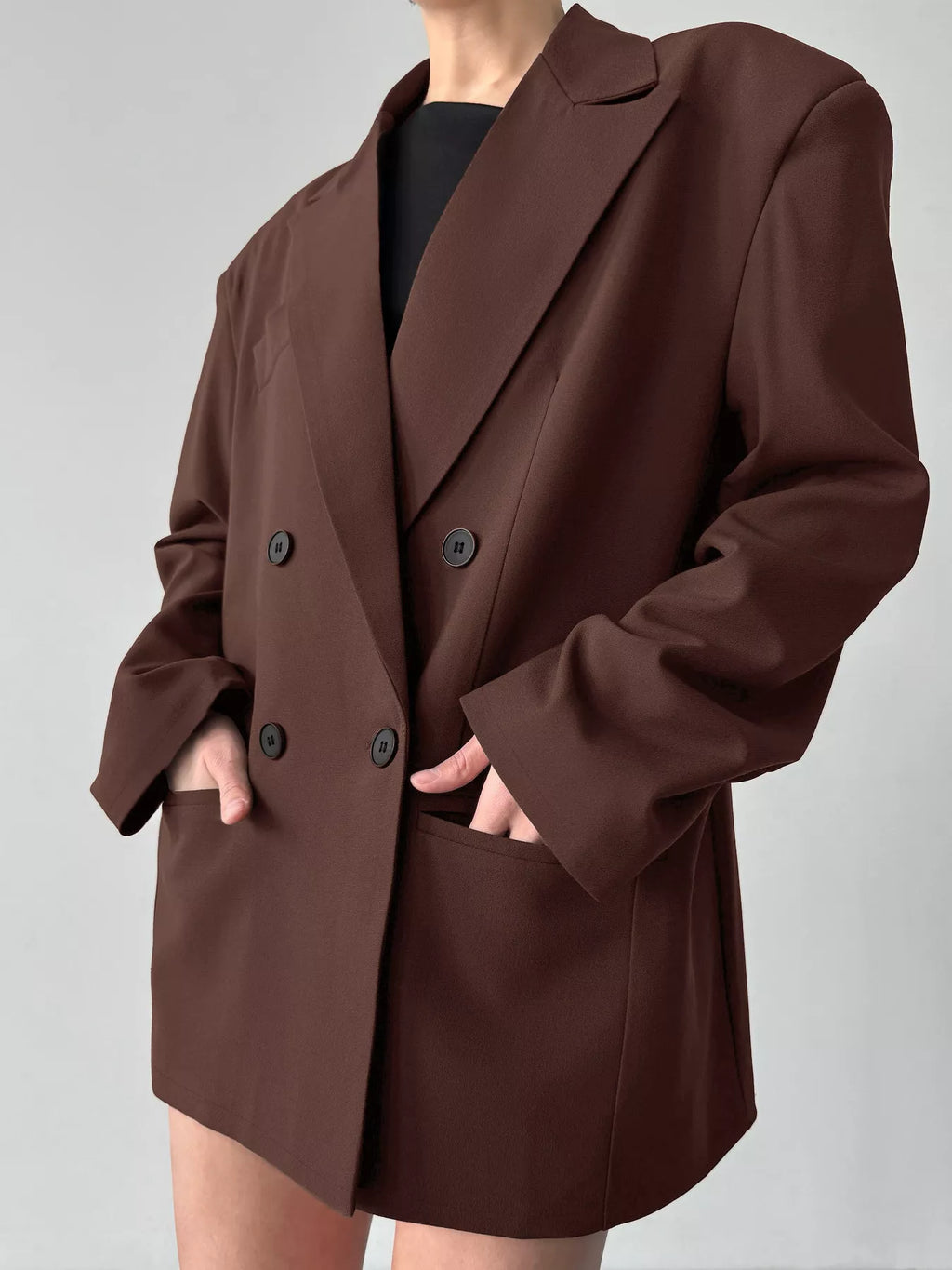 Double-Breasted Lapel Collar Blazer - Lilixa.store
