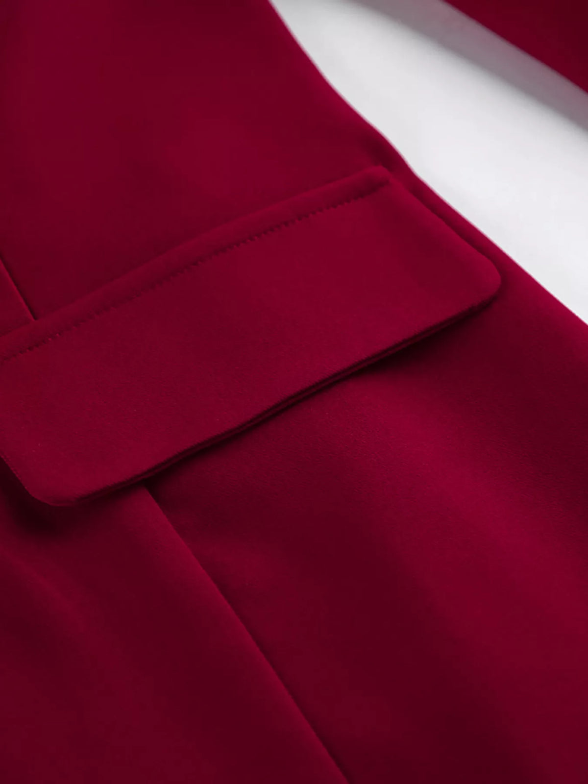 Lapel Collar Blazer and Wide-Leg Pants Set in Wine Red, view 20