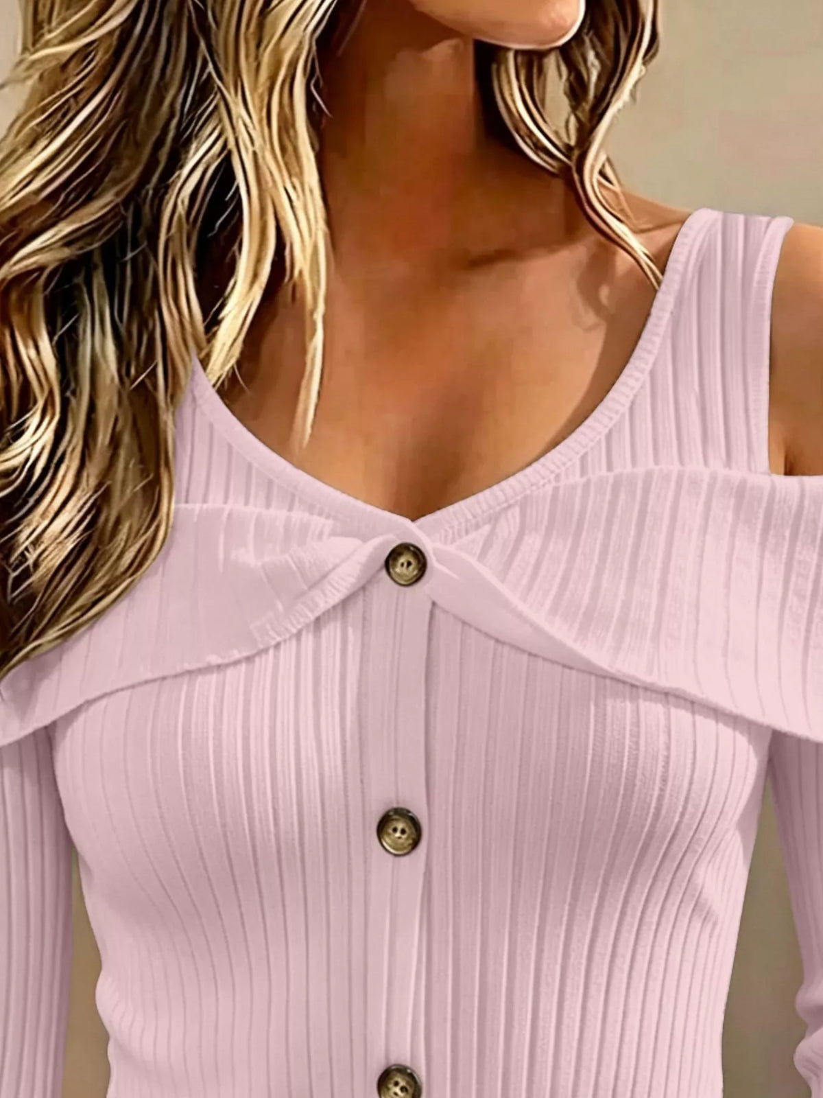 Cold Shoulder Ribbed Knit Top - Lilixa.store