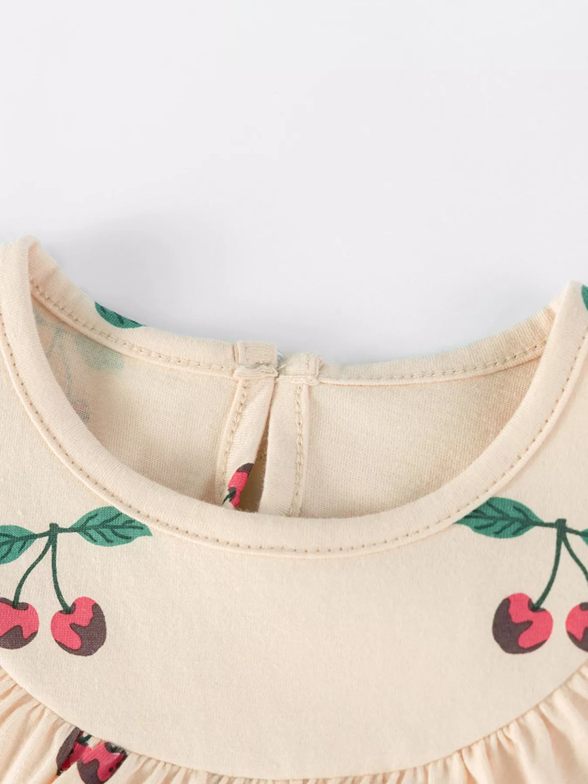 Children's Cherry Print Ruffle Neck Dress - Lilixa.store