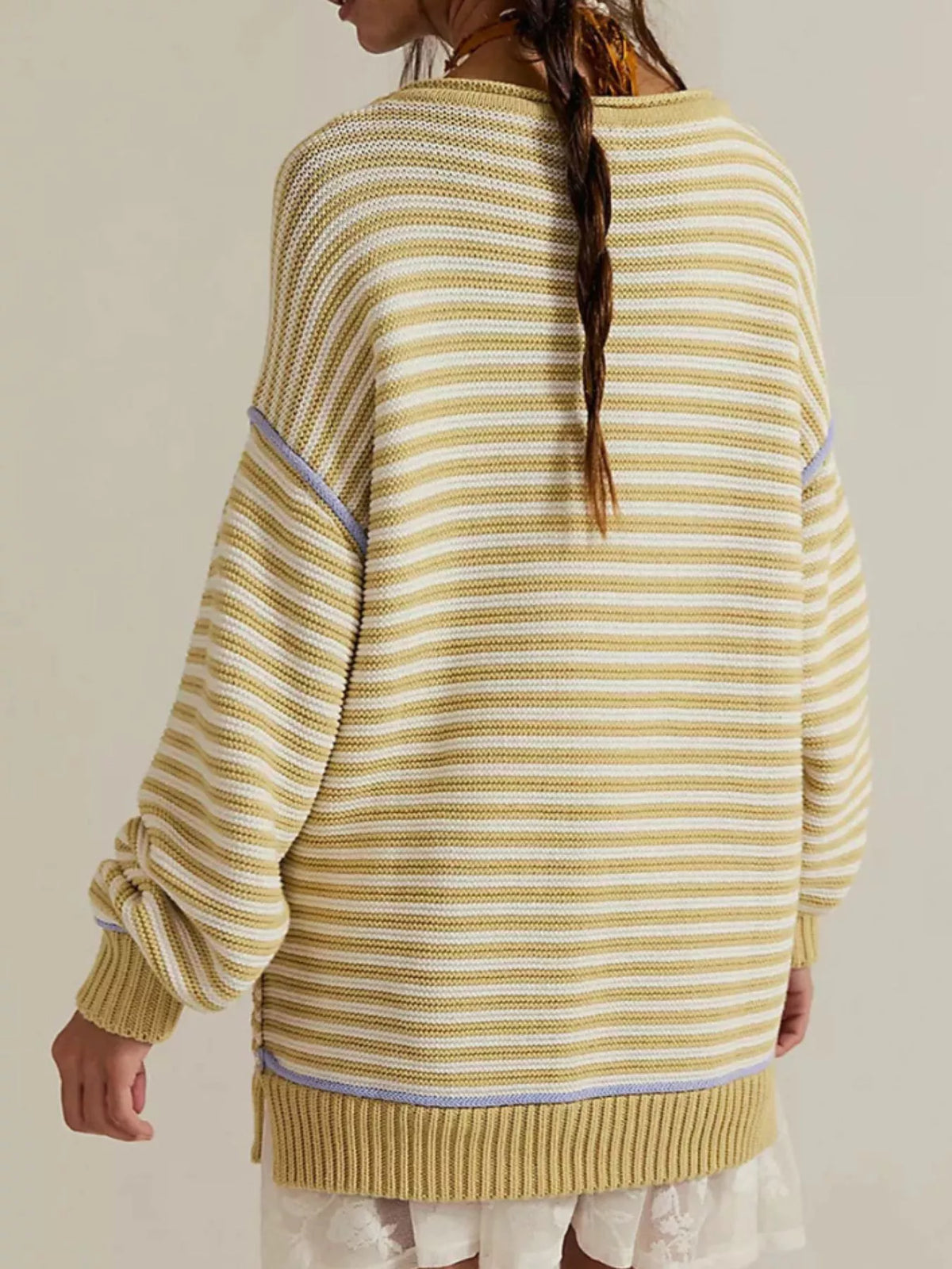 Oversized Striped Dropped Shoulder Sweater - Lilixa.store