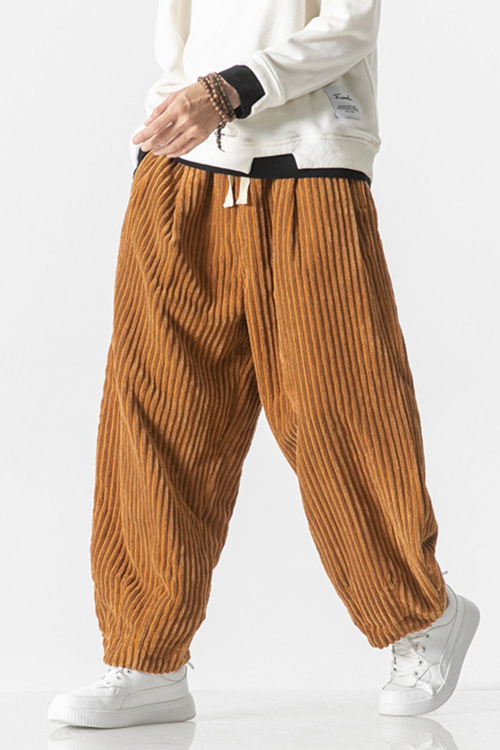 Men's Plus Size Corduroy Wide Leg Casual Pants, view 5