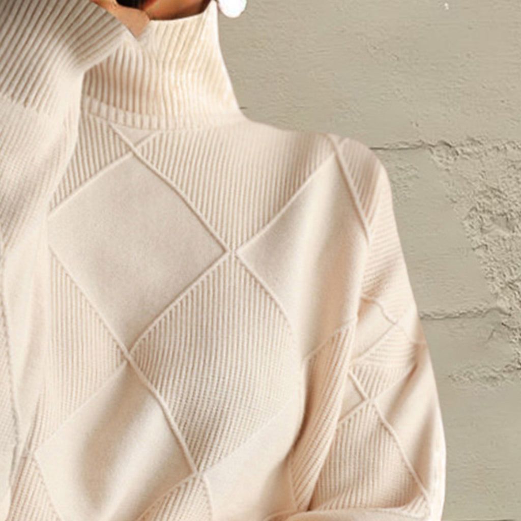 Geometric Turtleneck Long Sleeve Sweater - Lilixa.store