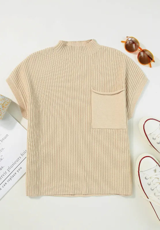 Mock Neck Sweater Vest with Chest Pocket, view 9