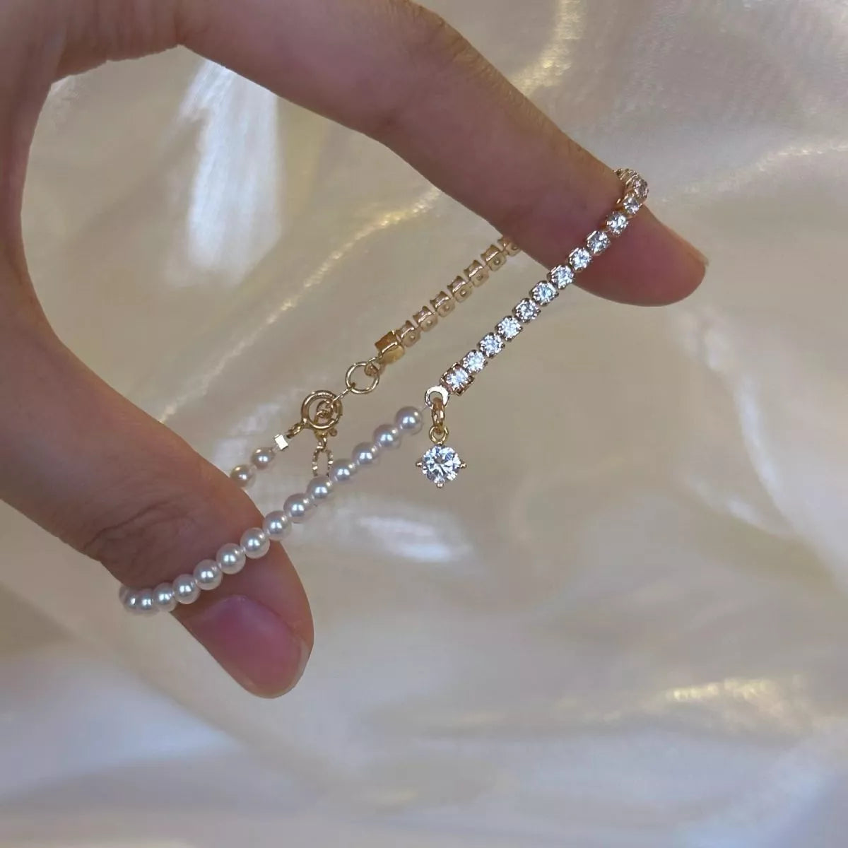 Pearl & Zircon Accent Bracelet - Lilixa.store