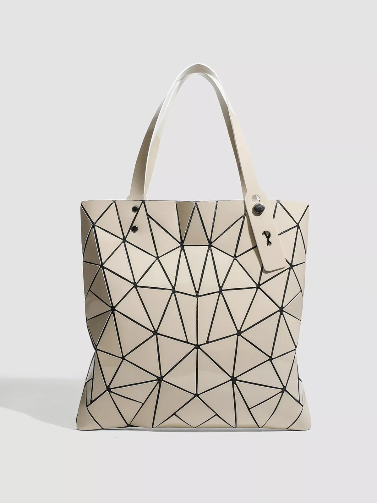 Geometric Glossy Paneled Handbag, view 2
