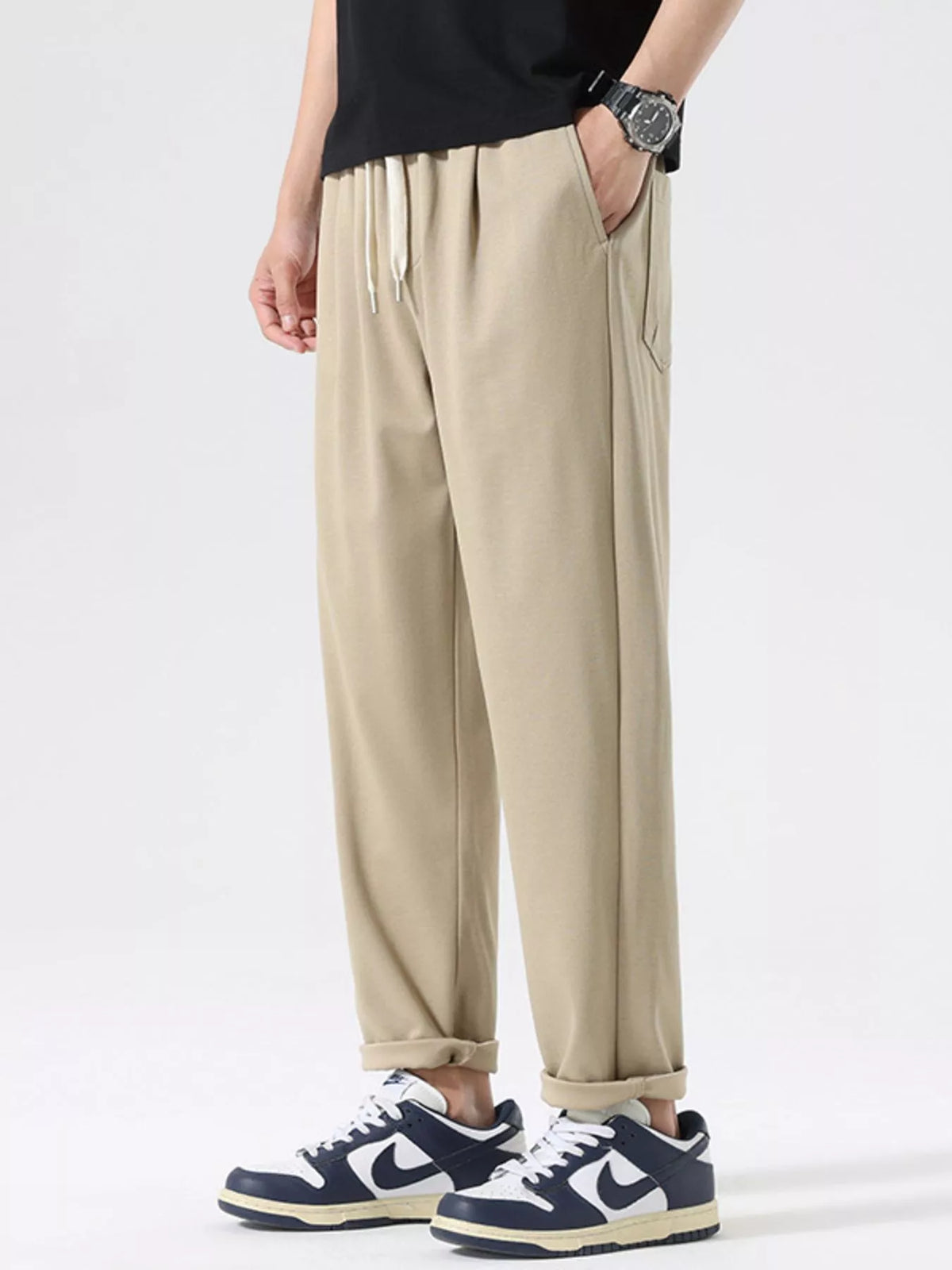 Men's Plus Size Casual Drawstring Pants, view 4
