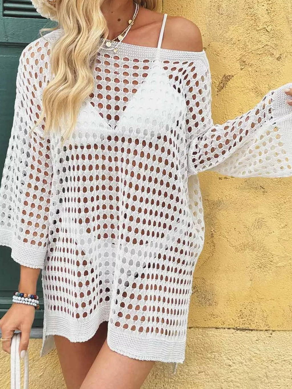 Crochet Knit Slit Cover Up - Lilixa.store