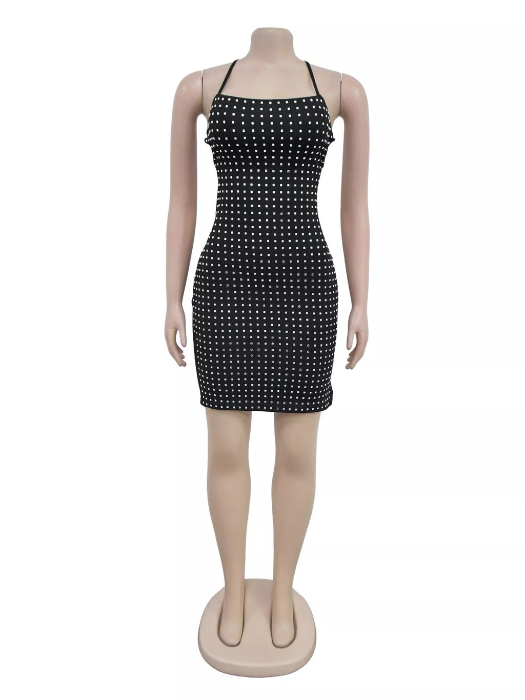 Rhinestone Embellished Bodycon Mini Dress - Lilixa.store