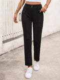 High-Waisted Slim Fit Pants in Black
