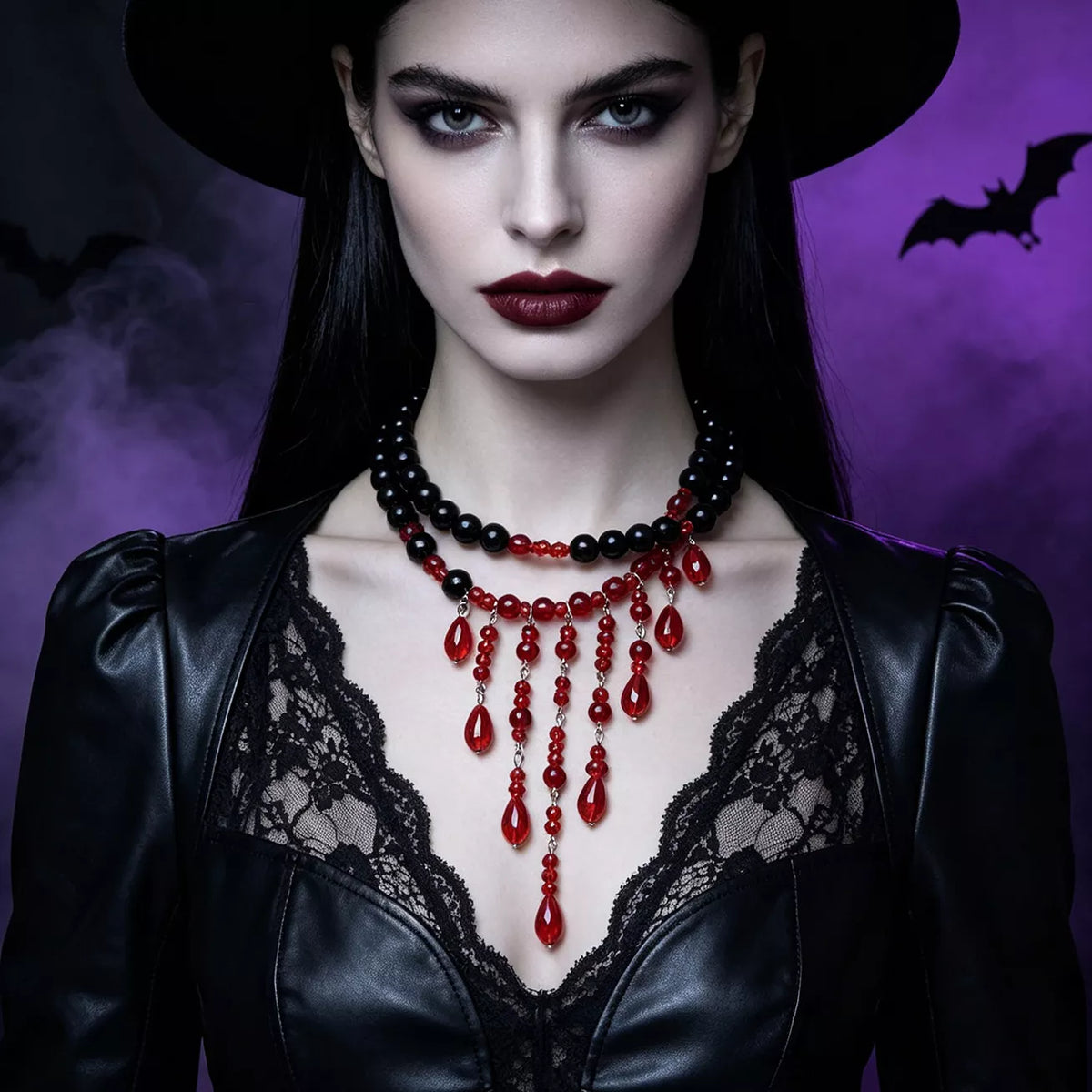Halloween Teardrop Beaded Double Layered Necklace