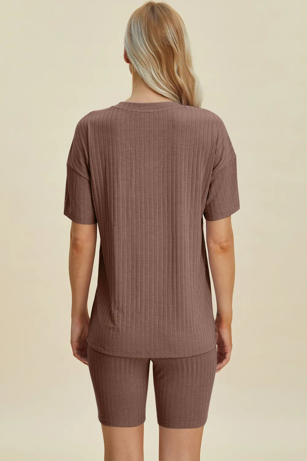 Basic Bae Full Size Ribbed V-Neck Short Sleeve Top and Shorts Set - Lilixa.store