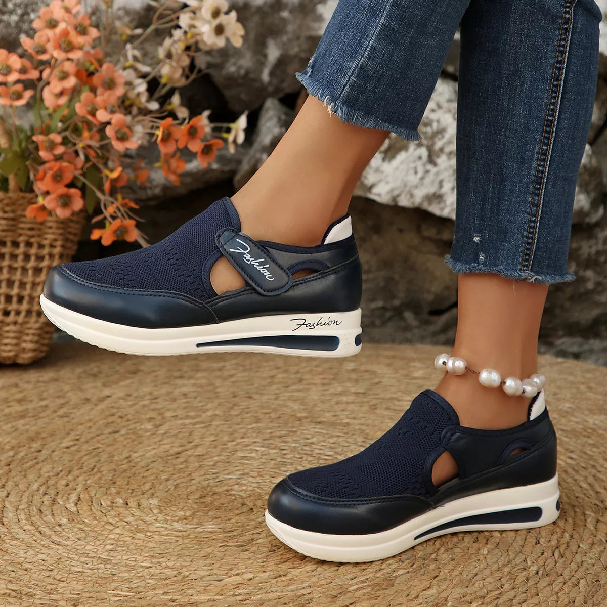 Breathable Mesh Wedge Sneakers - Lilixa.store