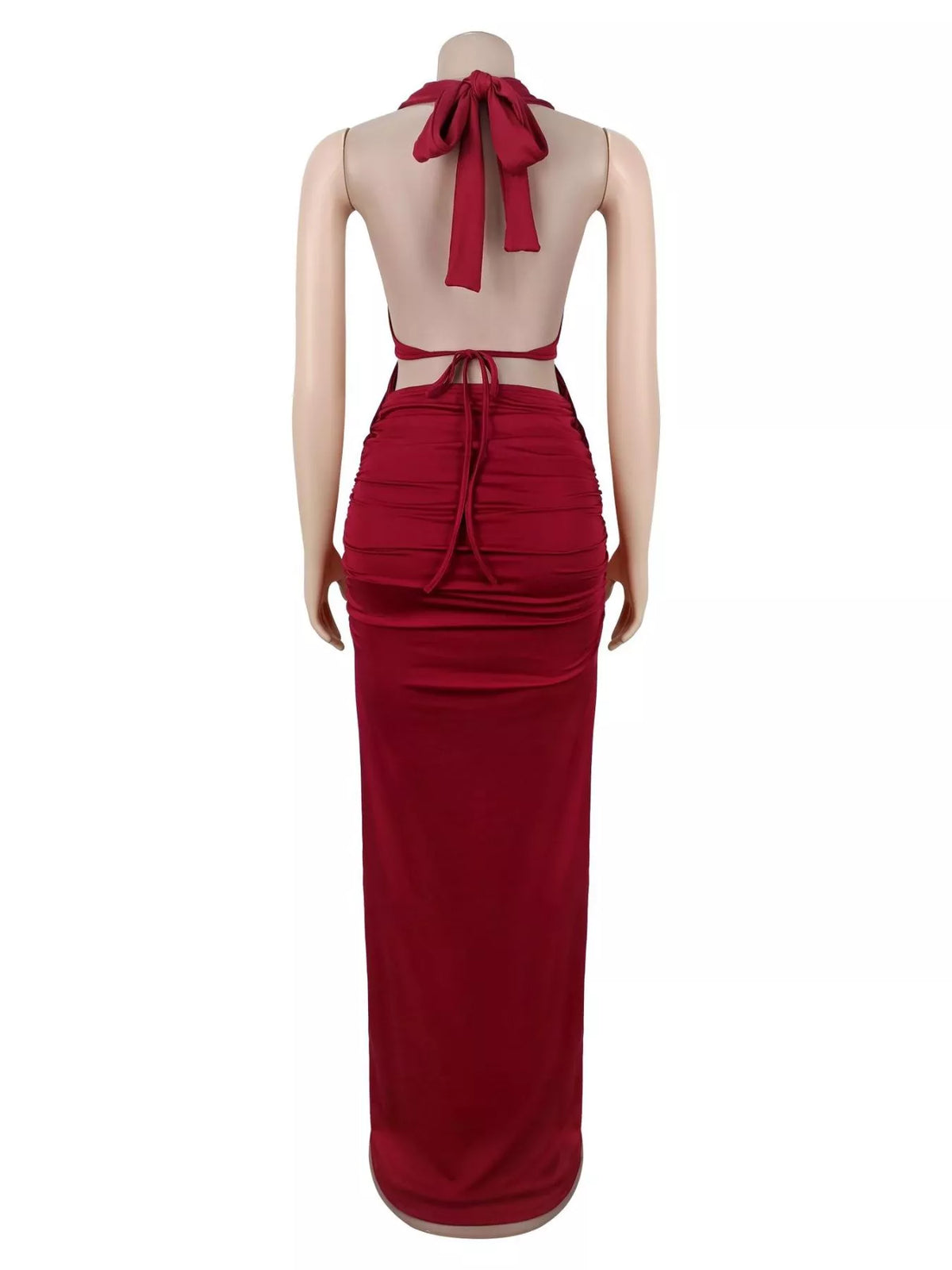 Backless Cut-Out Maxi Dress with Gold Hardware Detail, view 3