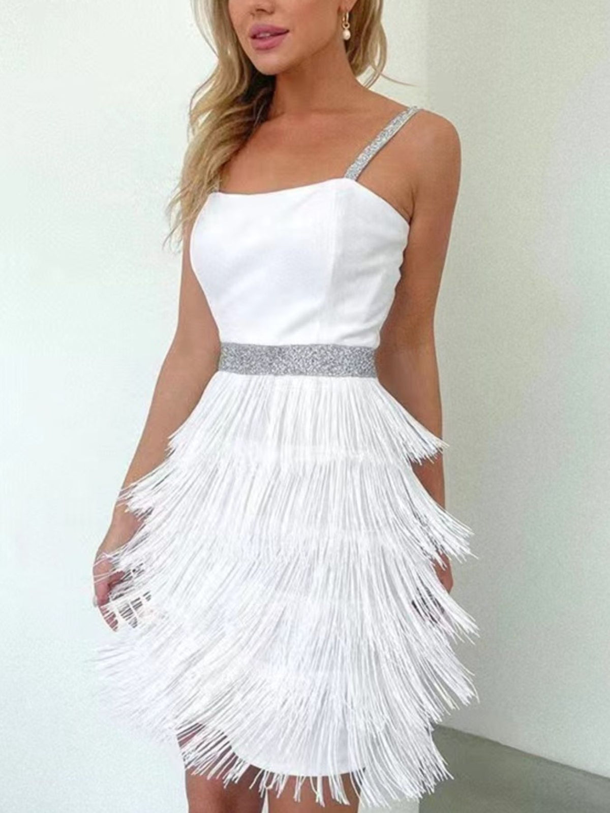 Fringe Trim Cami Mini Dress - Lilixa.store