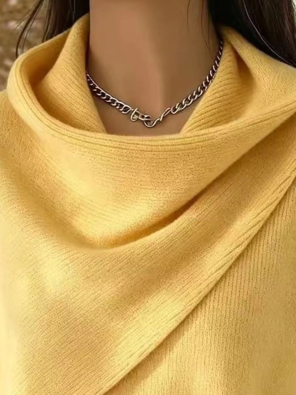 Full Size Solid Color Cowl Neck Sweater Plus Size