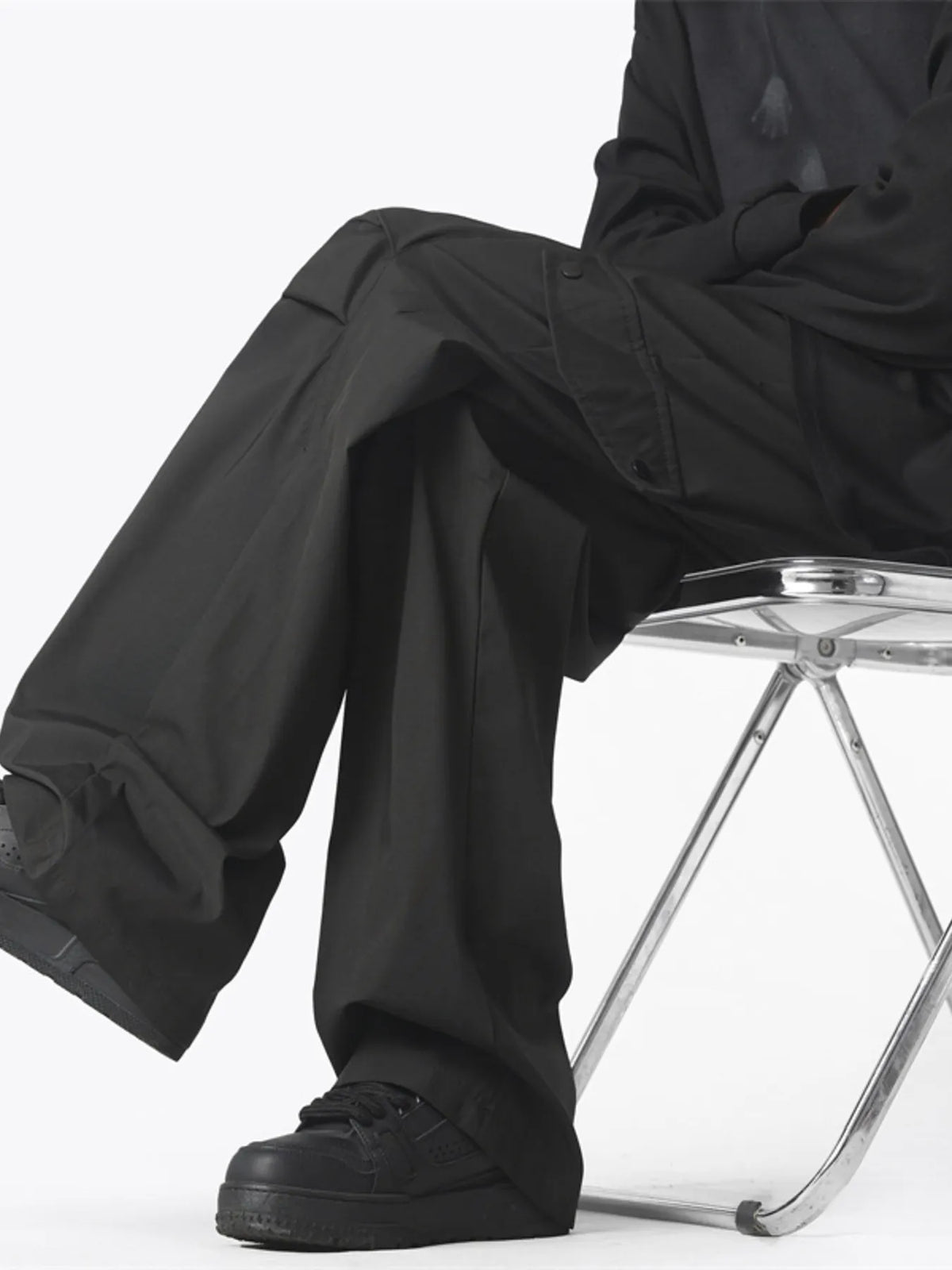 Men's Plus Size Drawstring Wide Leg Cargo Pants, view 2
