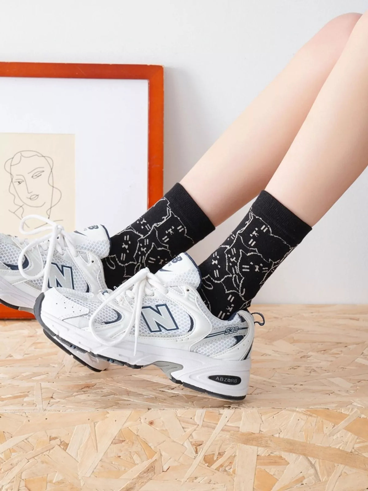 Cat Pattern Crew Socks - Lilixa.store