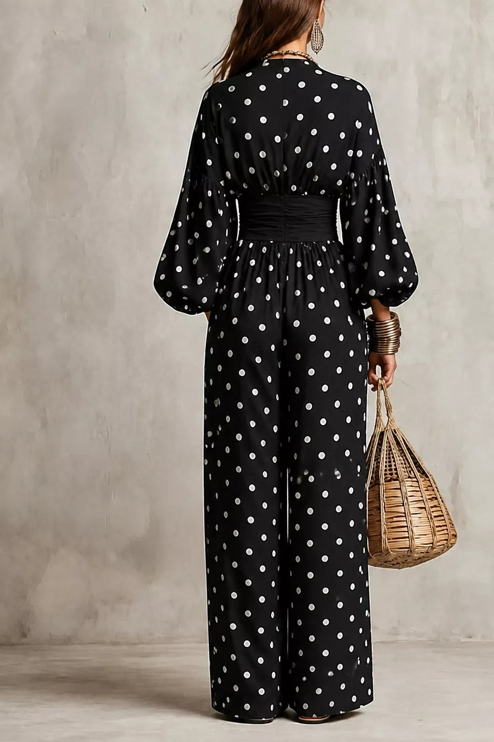 Polka Dot Wide-Leg Jumpsuit