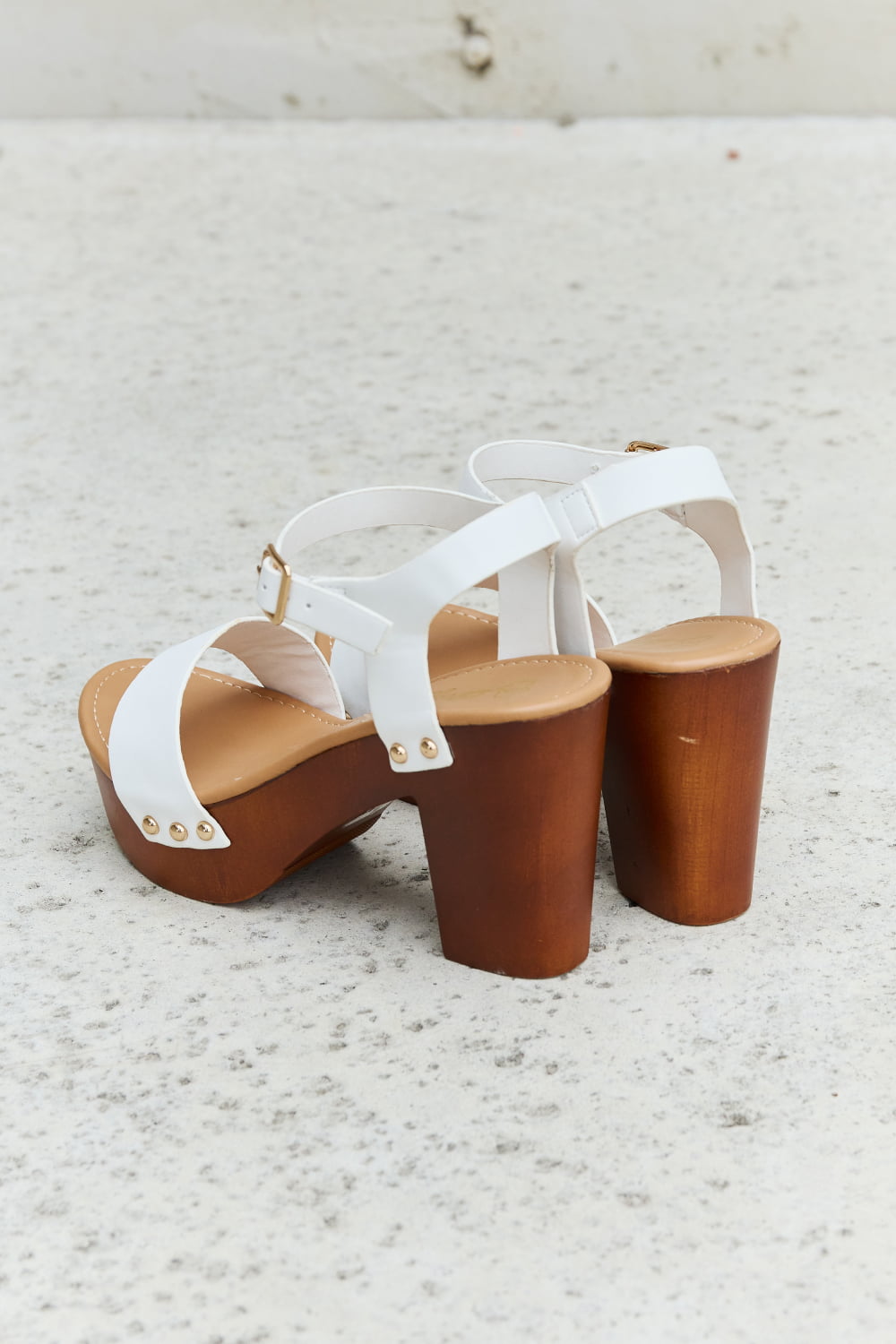 DDK Time After Time Wooden Platform Strap Heels - Lilixa.store