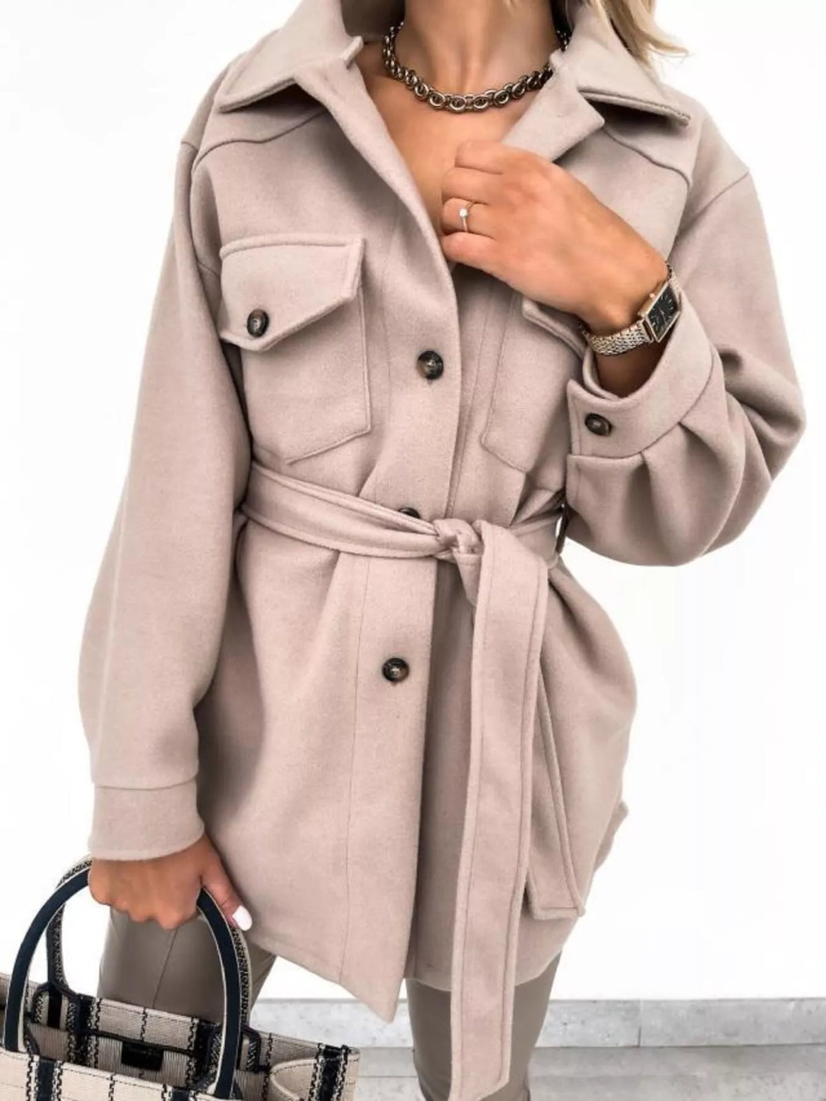 Button-Down Tie Waist Coat, view 5