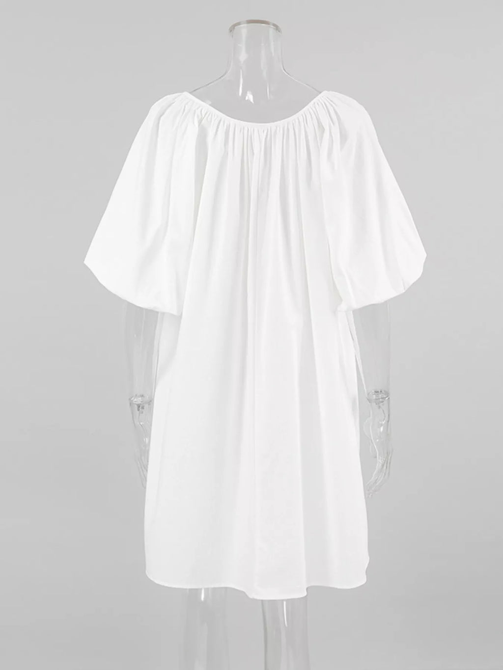 Tie Neck Puff Sleeve Lounge Dress - Lilixa.store