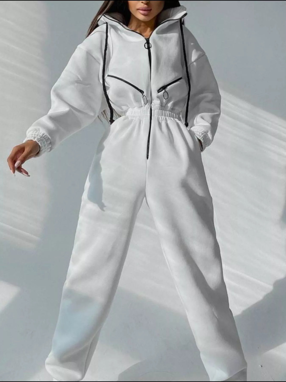 Hooded Zip-Up Long Sleeve Jumpsuit - Lilixa.store