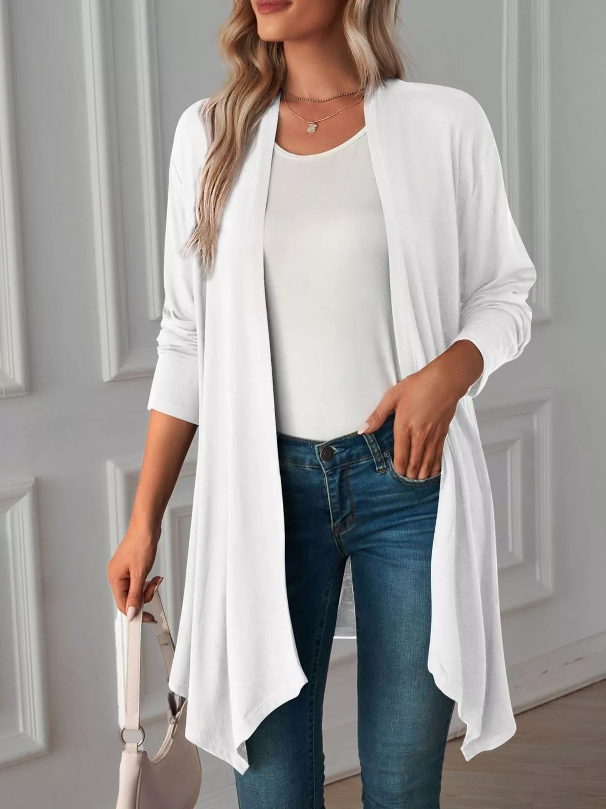 Lightweight Open Front Cardigan - Lilixa.store
