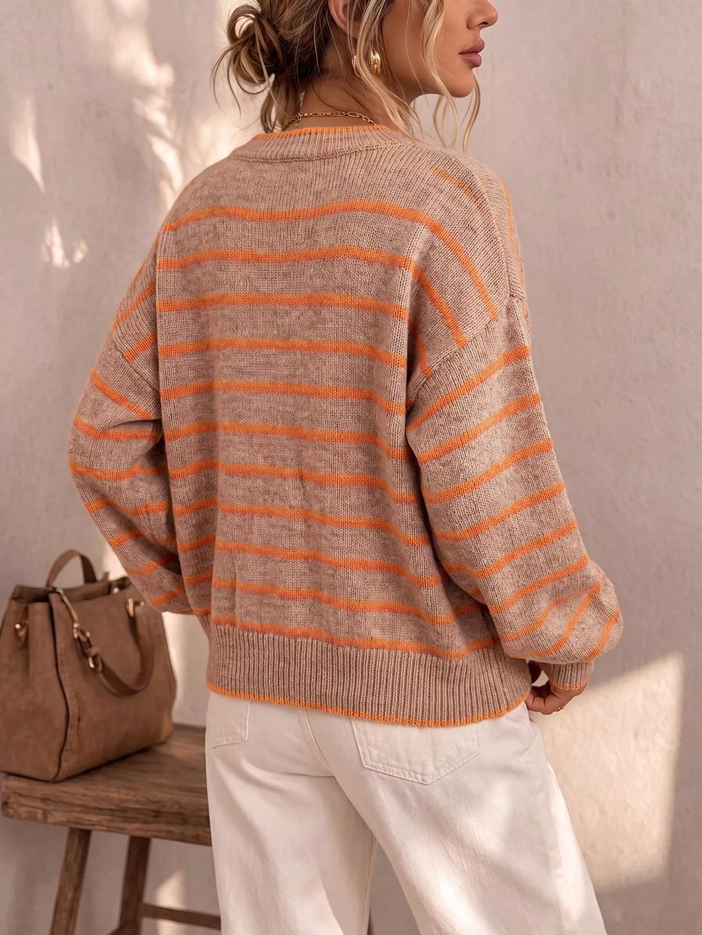 Striped Button-Down Knit Cardigan - Lilixa.store