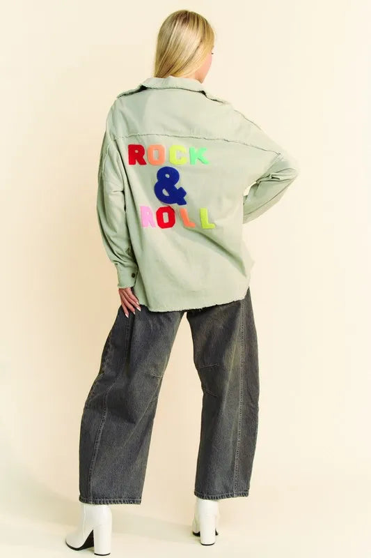 Davi & Dani Multi Color Rock & Roll Fringed Hem Loose Fit Shacket - Lilixa.store
