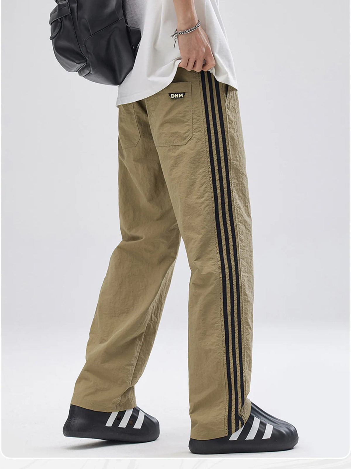 Men's Full Size Drawstring Wide Leg Pants with Side Striped Plus Size, view 3