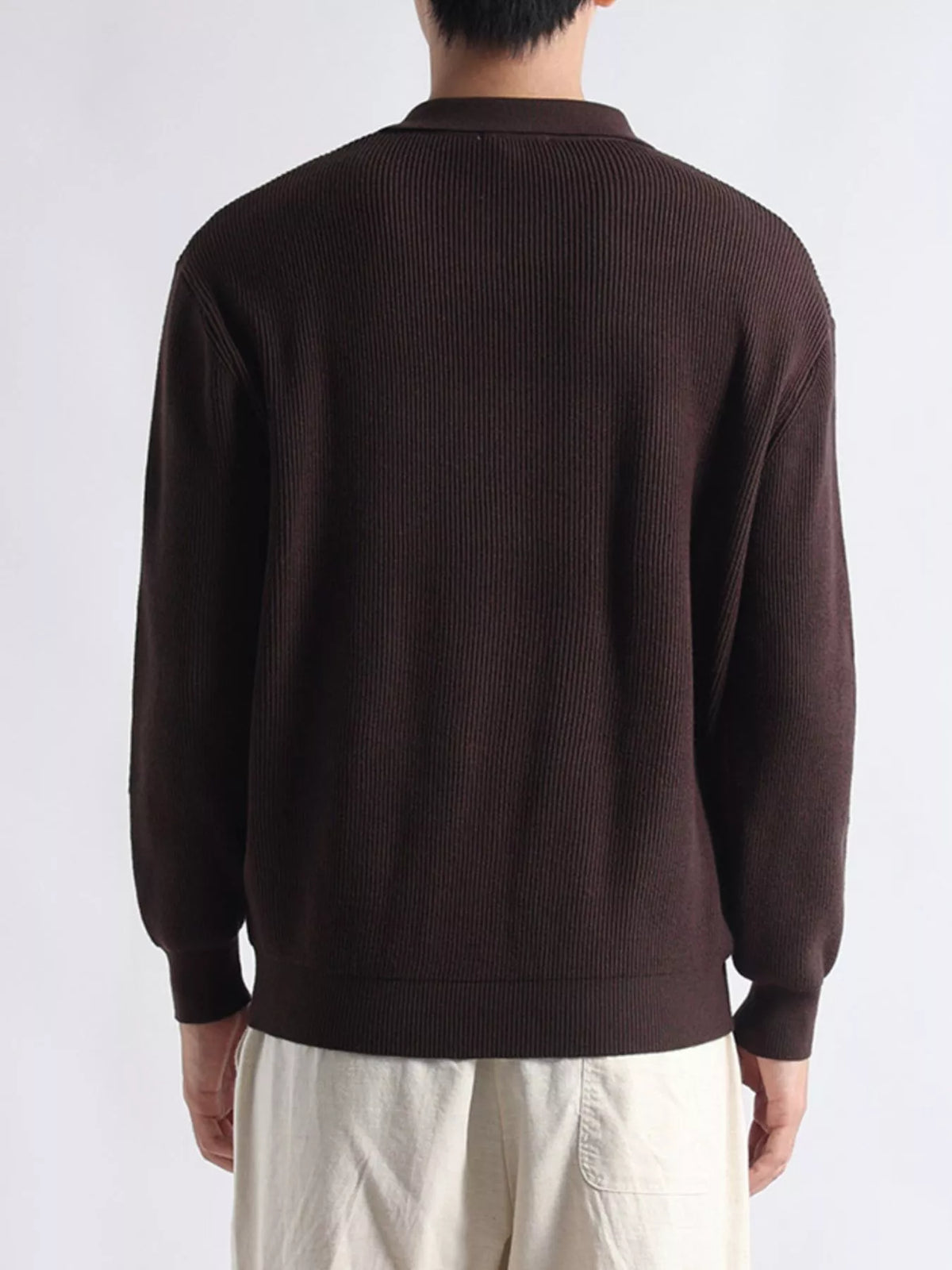 Men's Plus Size Ribbed Knit Polo Collar Sweater - Lilixa.store
