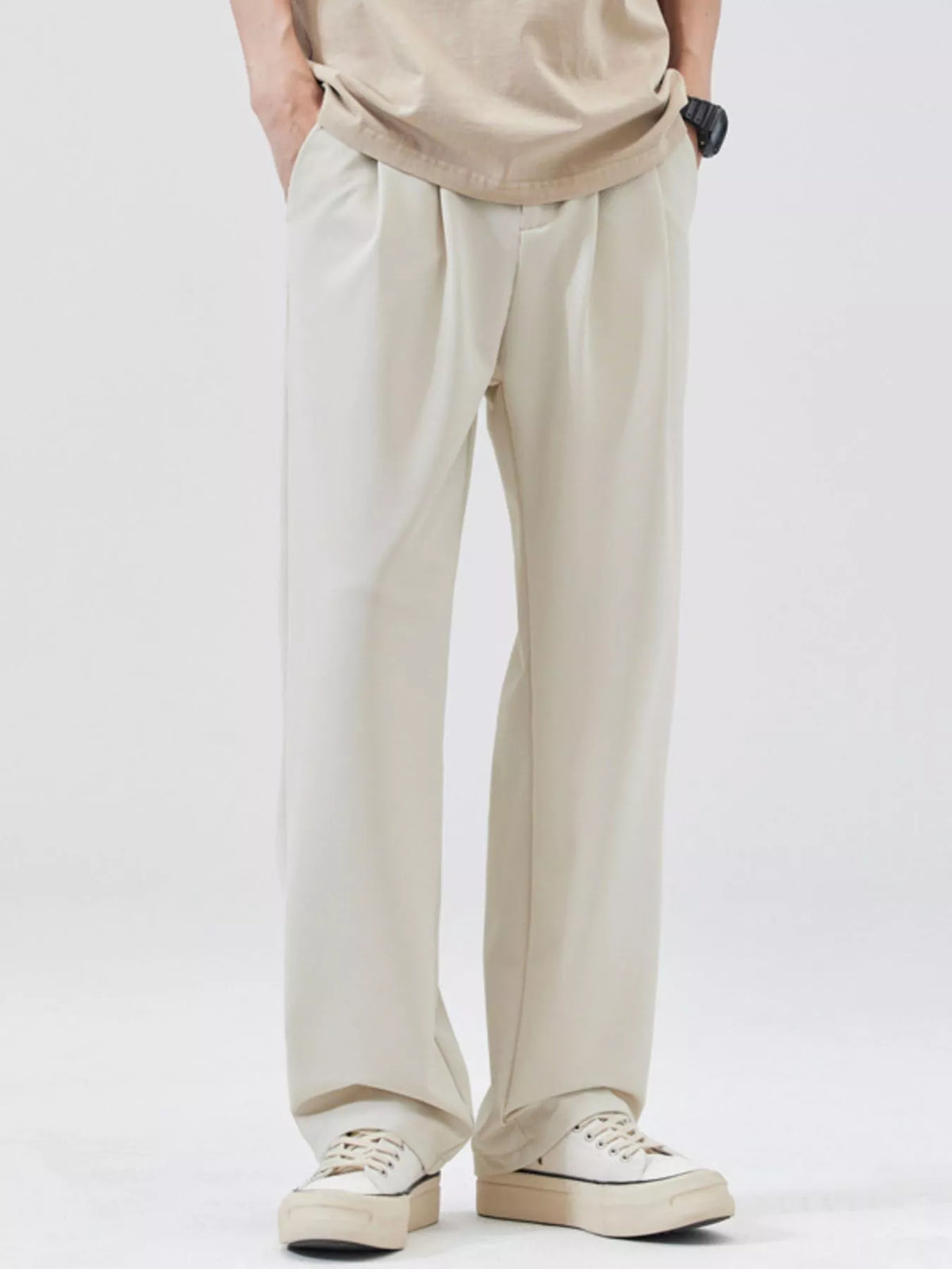 Men's Full Size Relaxed Fit Casual Pants Plus Size in Ivory